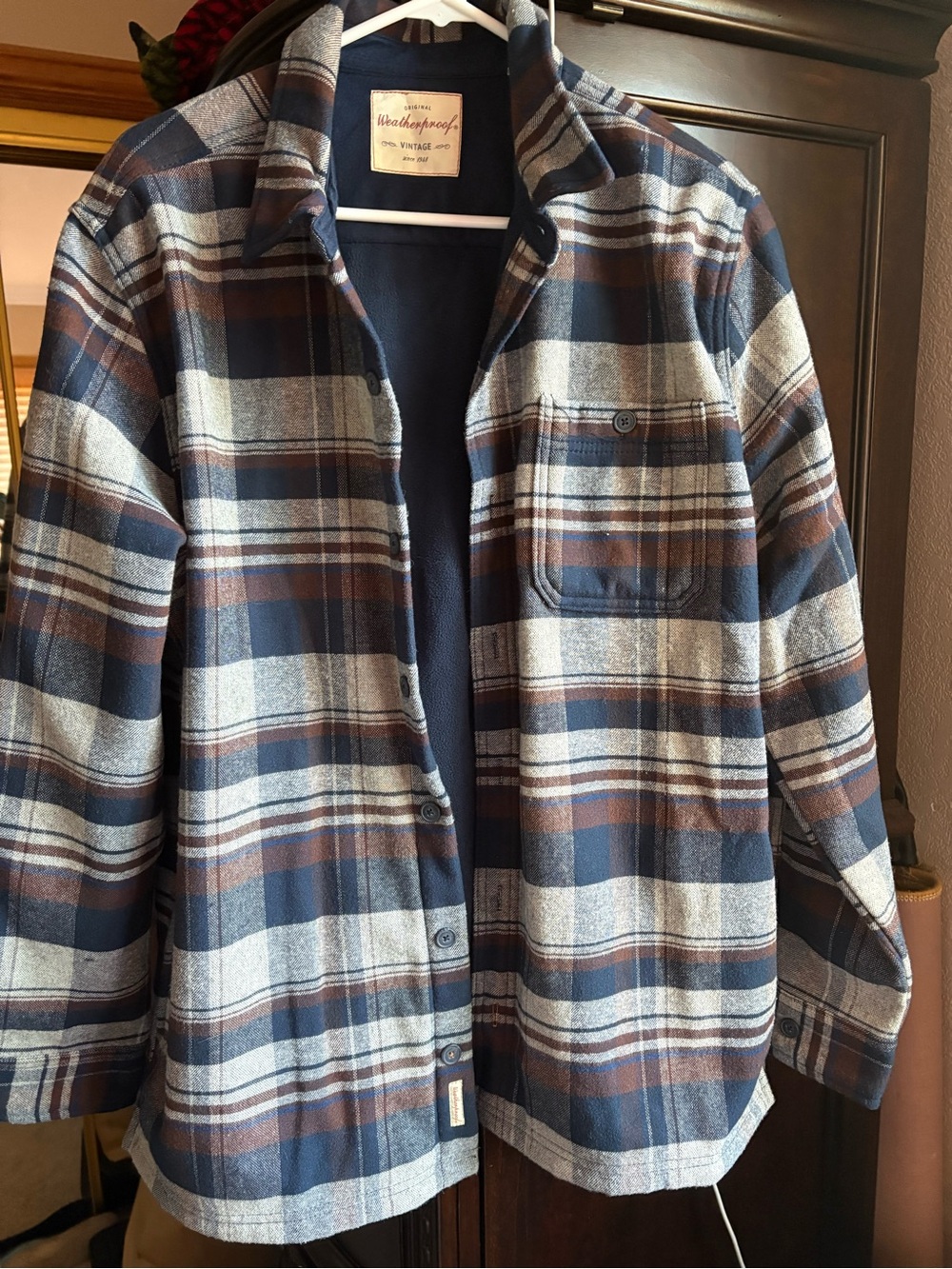 Weatherproof Lightweight Plaid Shirt Jacket in Navy, Brown, Gray